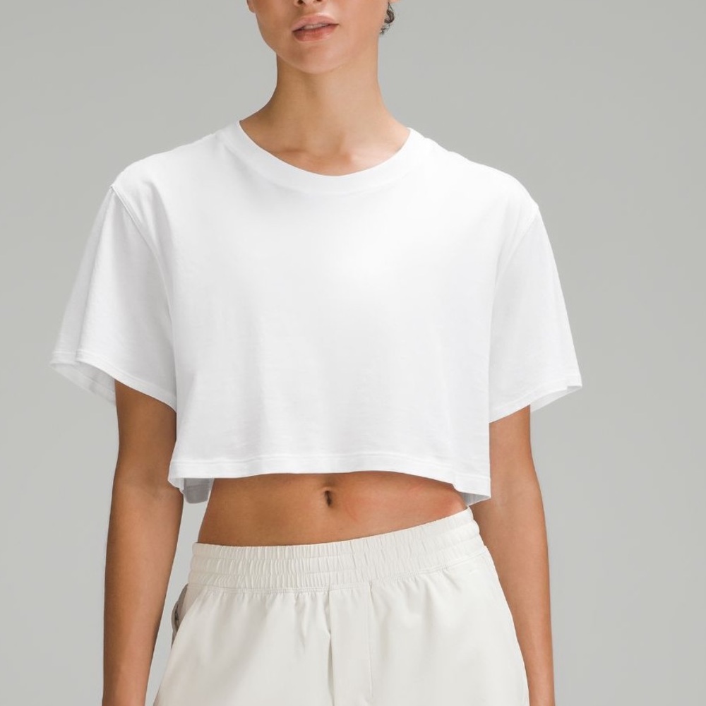 White lululemon all yours cropped t shirt